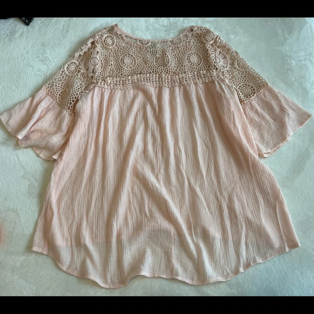 Forgotten Grace Blouse Womens Pink Top with Lace Detail Size XL - Picture 5 of 10